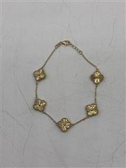 14k Yellow Gold Clover Bracelet - 6.8 Grams